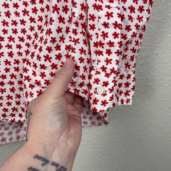 Grayson The Hero Button Down Shirt Red White Floral Size 2 Small Frank & Eileen - Picture 8 of 13